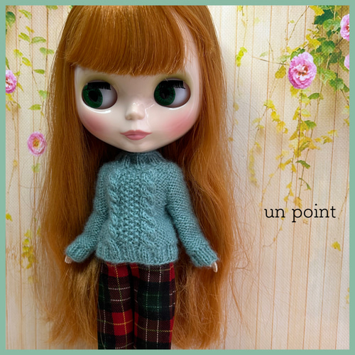 リカちゃん 模様編みセーター/サックスブルー リカちゃん服 ブライス服