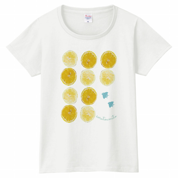 レモン&ちどりTシャツ　WMサイズ　　受注製作　チドリ　白Tシャツ　 1枚目の画像