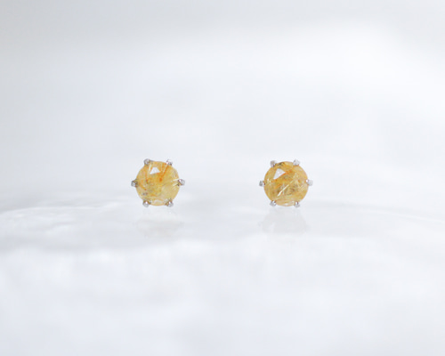 花街のお持ち物 誂えピアス両耳 天然石ルチルクオーツ 失くさない