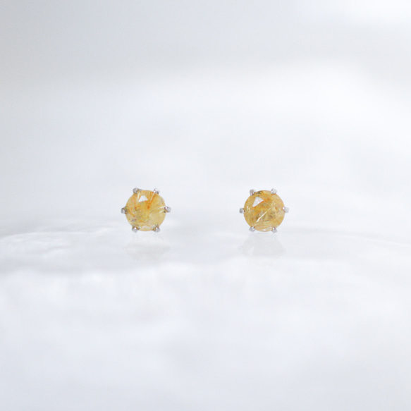 花街のお持ち物　誂えピアス両耳　天然石ルチルクオーツ　失くさないキャッチ一体型 楽天市場】ルチルクォーツ 18K ピアス レディース シンプル 18金