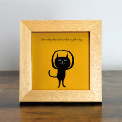 【額付き】 北欧　ネコ　猫　絵　絵画　アート　ポスター　黒猫　イラスト　グッズ　猫モチーフ　雑貨「ねこのひげ　0015」 1枚目の画像