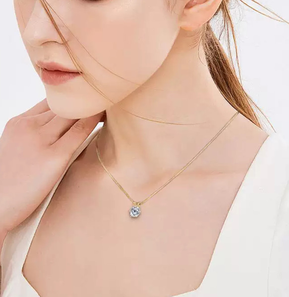 最高品質 【1ct】GOLD モアサナイト 人工ダイヤモンド ネックレス 5枚目の画像