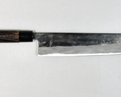 白紙2号 黒打 切付包丁 240㎜ G1516 焼栗柄 公式 日本製 月光作 白紙2