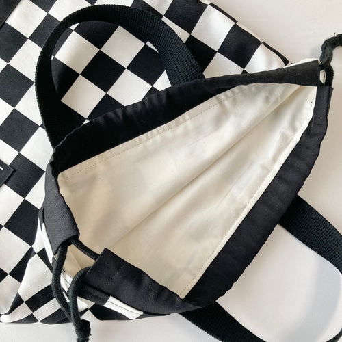 チェッカーフラッグの入園入学3点セット レッスンバッグ+シューズ