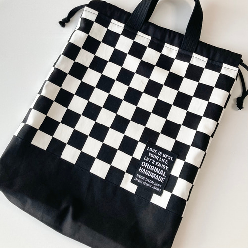 チェッカーフラッグの入園入学3点セット レッスンバッグ+シューズ