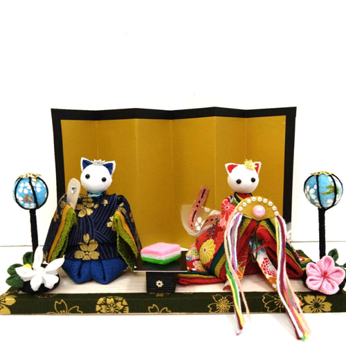 創作人形古布ちりめん細工猫びな お座り猫（オーダー受付品）