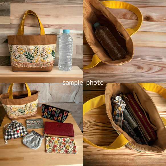 ミモザ インド刺繍×キラキラツイード 帆布/トートバッグ 11枚目の画像