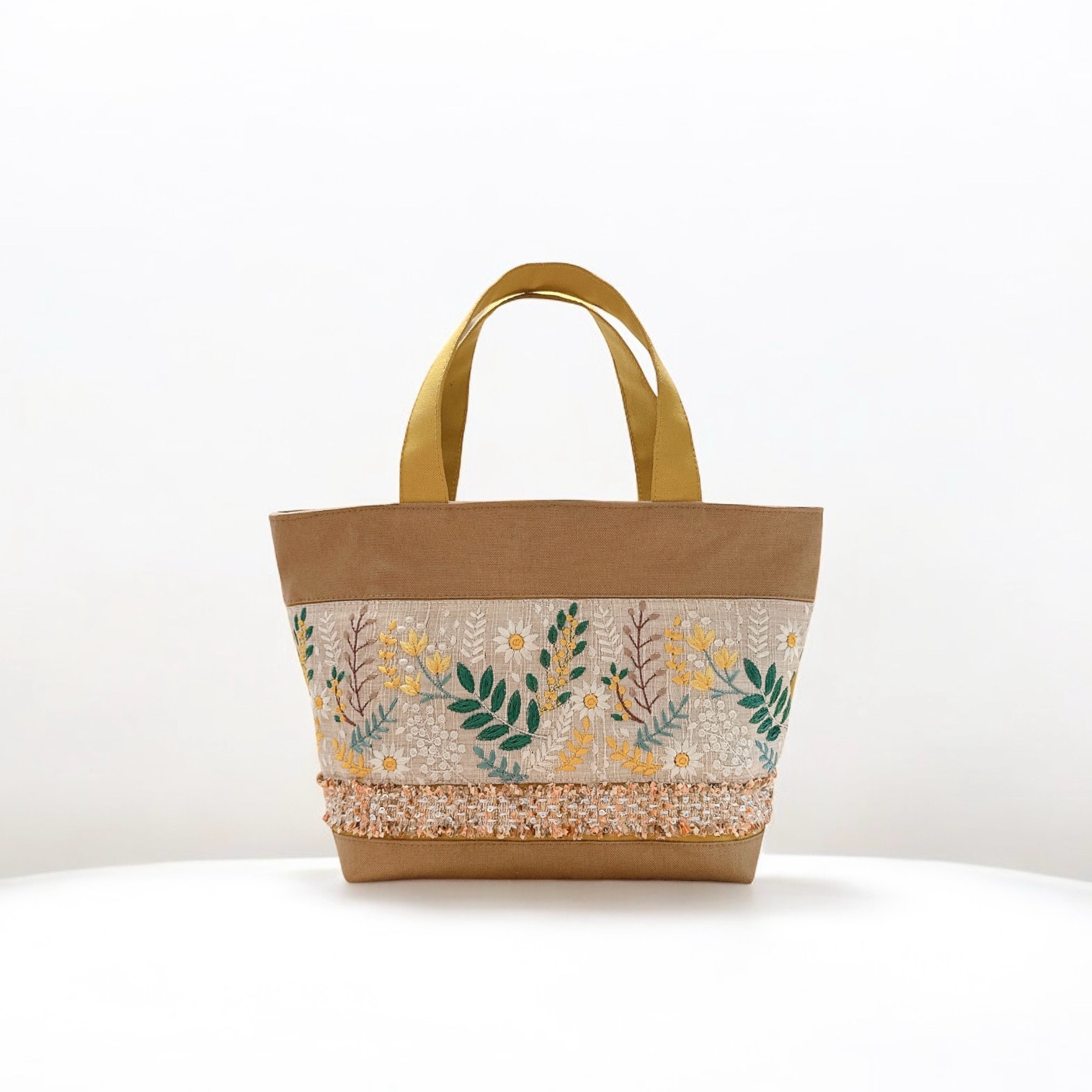 楽天市場】ウールバッグ 刺繍 ミモザ 花 ボタニカル柄
