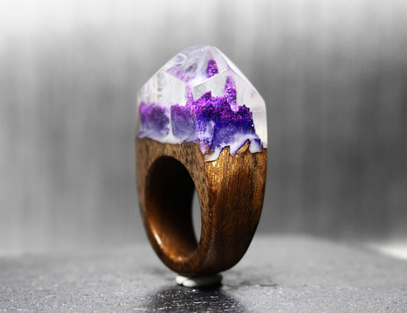 【現品限り Sale 40%off】 Amethyst World  ウッドレジンリング　13号 2枚目の画像