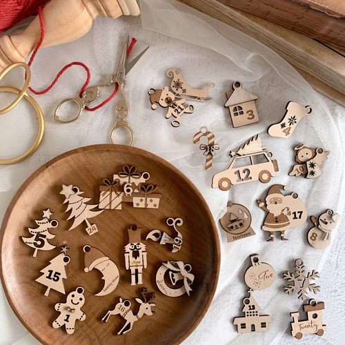 アドベントカレンダー ナチュラル チャーム付き その他インテリア雑貨