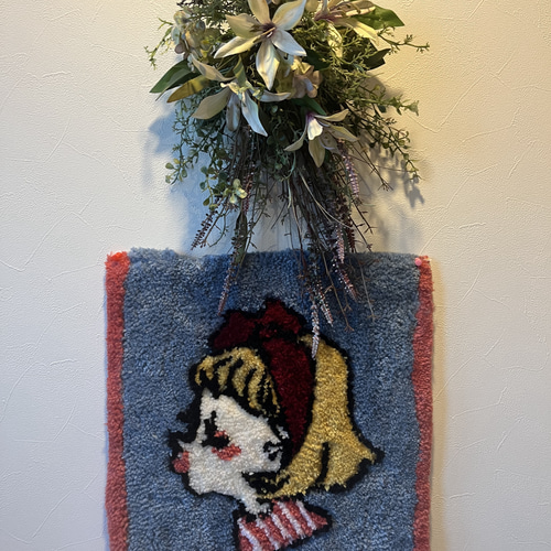 タフティング ラグ 女の子 レトロ インテリア カーペット・絨毯