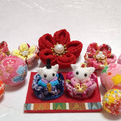 ちりめん細工歳時記「ひな祭り」 ✿コインサイズの小さな猫雛✿ 白ねこ