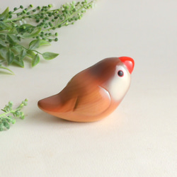 シナモン文鳥 (★台付き)  Java sparrow / wood bird 1枚目の画像