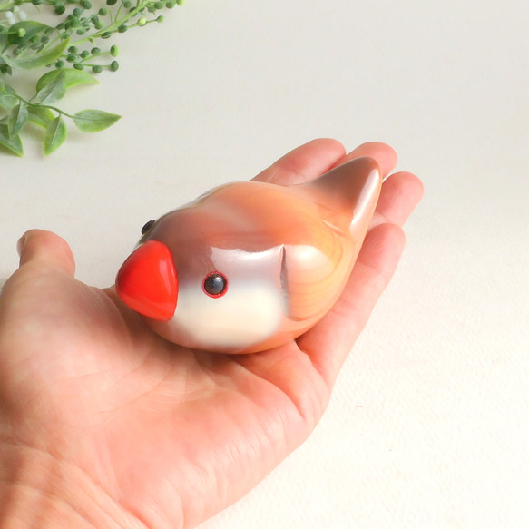 シナモン文鳥 (★台付き)  Java sparrow / wood bird 9枚目の画像