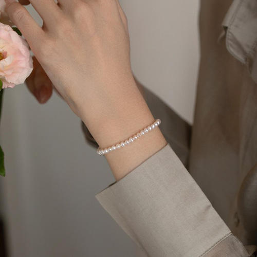 淡水パールのブレスレット バングル シルバー 真珠 淡水真珠 6月