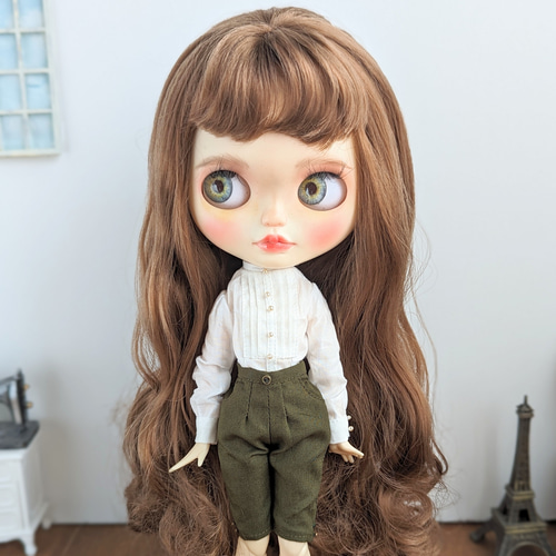 1055※単品※カーキのハーフパンツ※ブライスアウトフィット※1/6ドール服