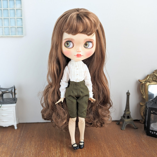 1055※単品※カーキのハーフパンツ※ブライスアウトフィット※1/6ドール服