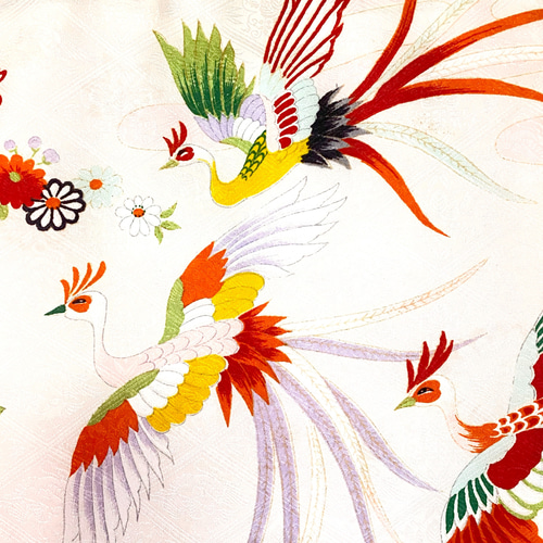 kimonoトートバッグ 『鳳凰×花』 着物/シルク/タッセル トートバッグ 
