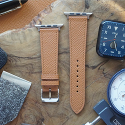 『高級革使用』AppleWatchバンド　エプソンレザー　タン　ブラウン　時計ベルト　レザー　腕時計 4枚目の画像