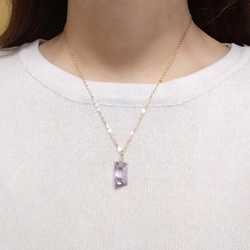 14kgf☆大粒 宝石質 天然石ピンクアメジスト（スクエアカット