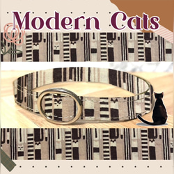 43000 modern Cats＊迷子札付＊フルオーダーの軽い首輪 1枚目の画像
