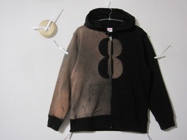 1点 ジップパーカー クレイジーハーフ【8】　カーディガン/コート/ジッパー/ツートン/映え/コート/ハーフ/カワイイ