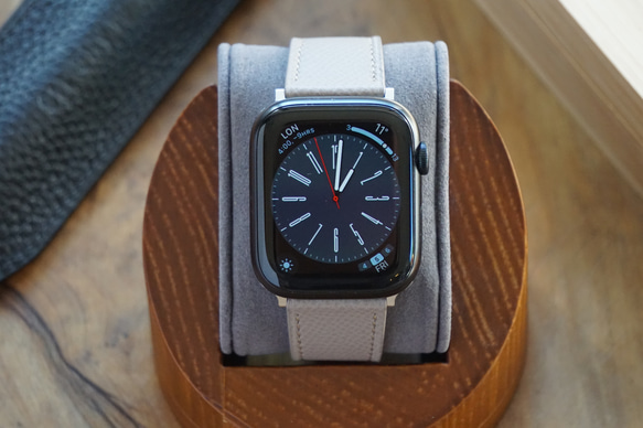 『高級革使用』AppleWatchバンド　エプソンレザー　エトープ　ベージュ　時計ベルト　レザー　腕時計 2枚目の画像