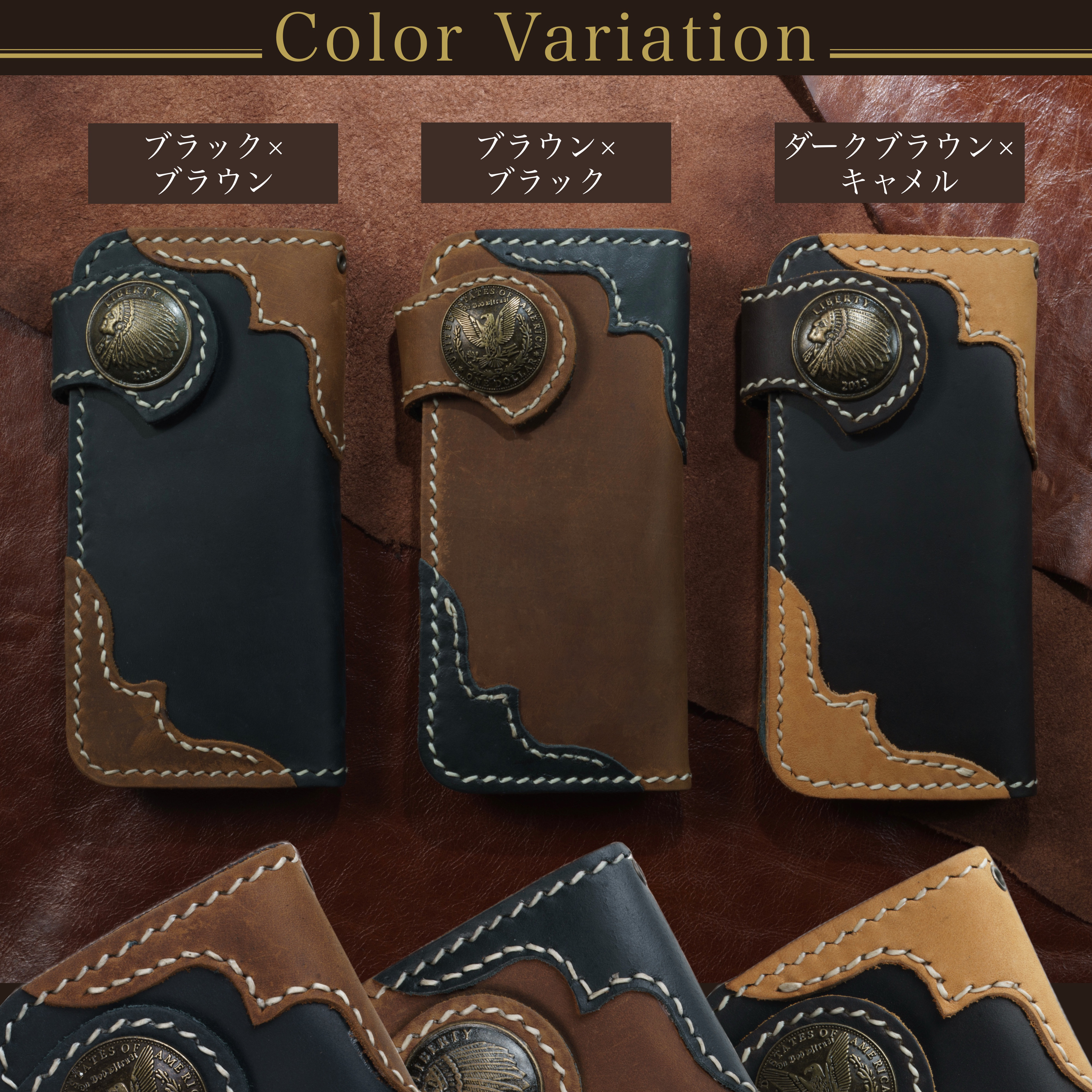 財布 メンズ バイカーズウォレット 長財布 本革 ライダースウォレット レザーウォレット 二つ折り 財布 メンズ 革財布