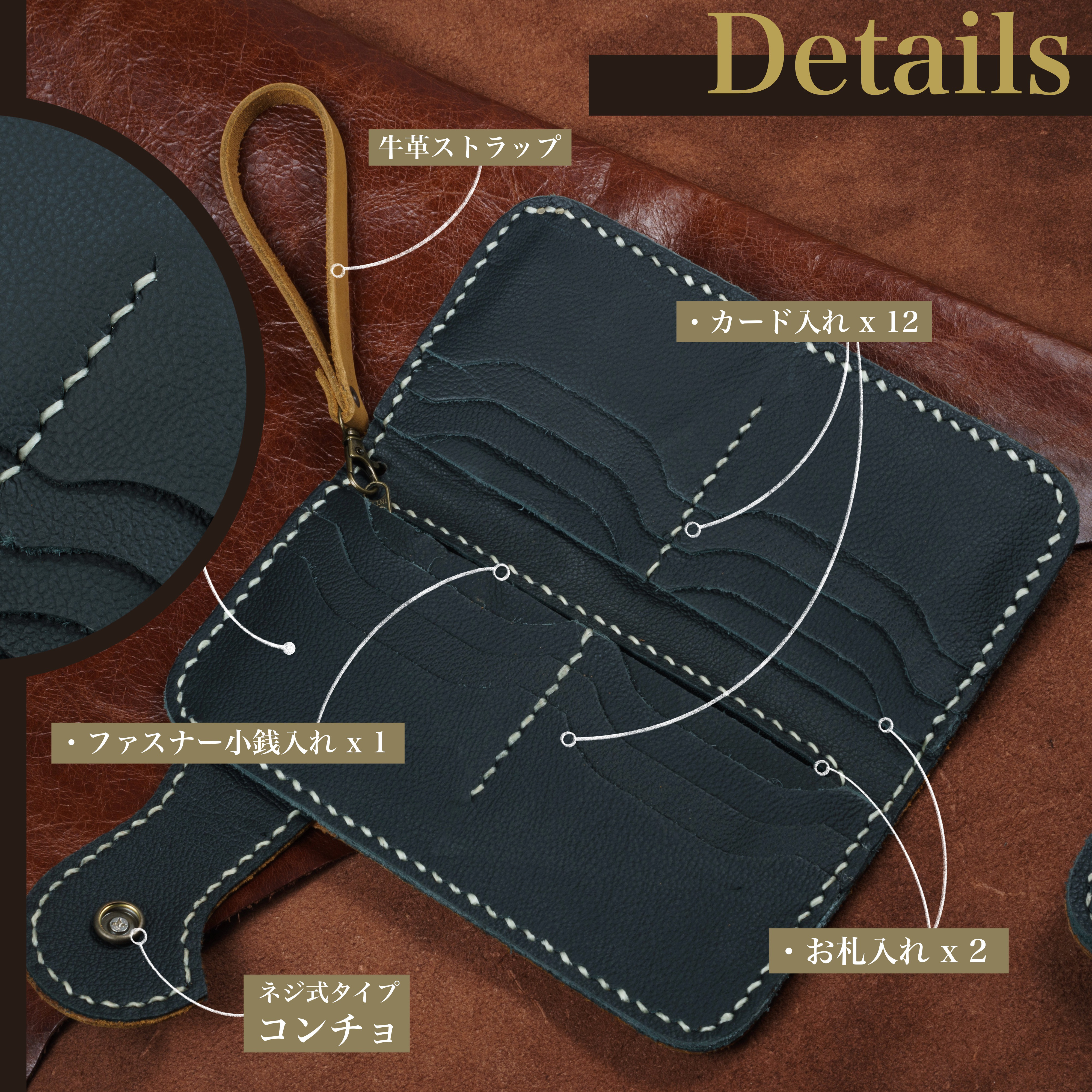 財布 メンズ バイカーズウォレット 長財布 本革 ライダースウォレット レザーウォレット 二つ折り 財布 メンズ 革財布