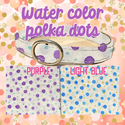 45000 watercolor polka dots＊迷子札付＊フルオーダーの軽い首輪 1枚目の画像