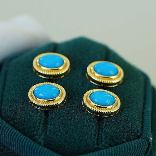 K18ゴールド12月の誕生石アリゾナトルコ石ピアス