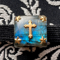 ✤ 十字架と星の帯留め ラブラドライト ✤ 7枚目の画像
