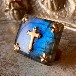 ✤ 十字架と星の帯留め ラブラドライト ✤ 1枚目の画像