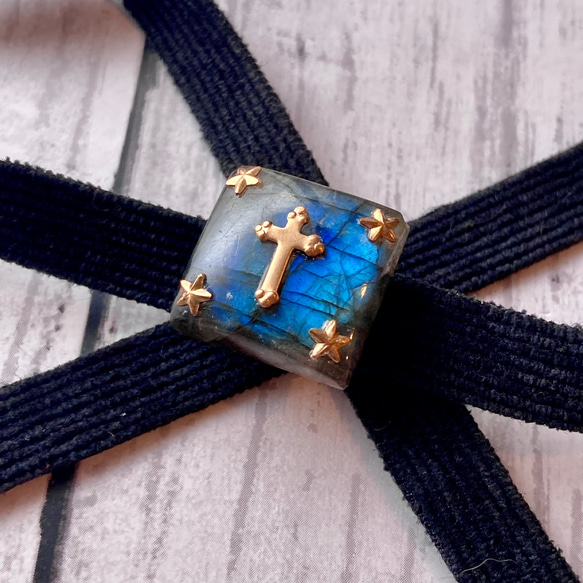 ✤ 十字架と星の帯留め ラブラドライト ✤ 10枚目の画像