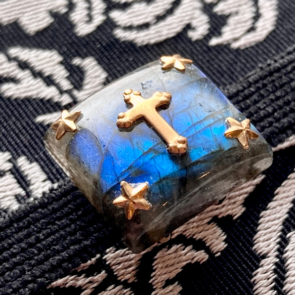 ✤ 十字架と星の帯留め ラブラドライト ✤ 5枚目の画像