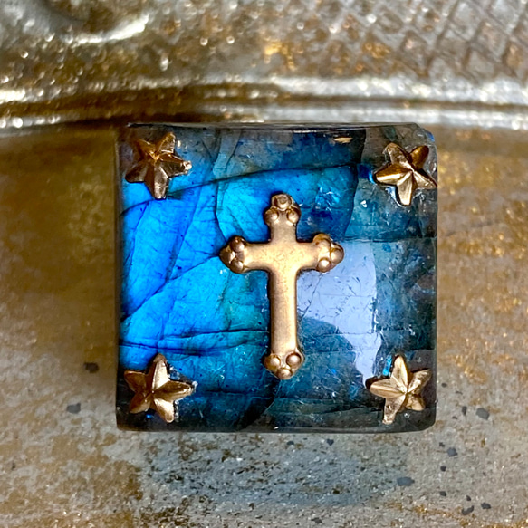 ✤ 十字架と星の帯留め ラブラドライト ✤ 2枚目の画像
