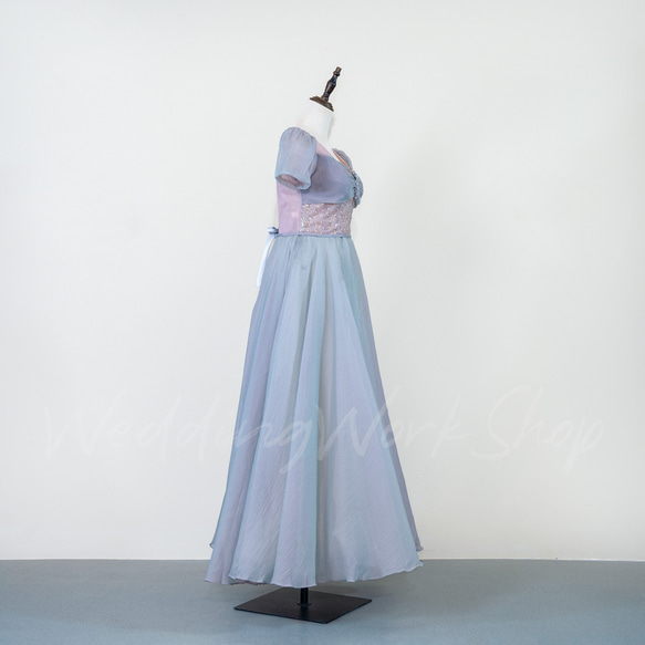 魅惑的な 浅い灰色 ピンク 2色 カラードレス キラキラスパンコール ビジュー 高級イブニングドレスG033 5枚目の画像