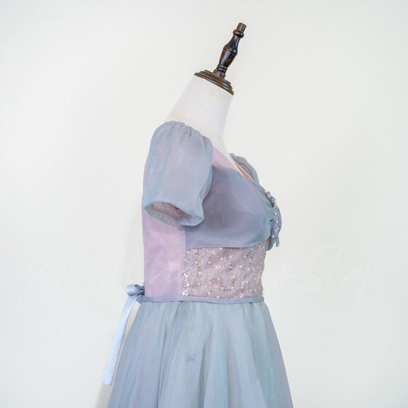 魅惑的な 浅い灰色 ピンク 2色 カラードレス キラキラスパンコール ビジュー 高級イブニングドレスG033 6枚目の画像