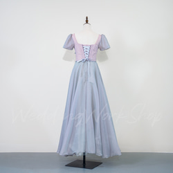魅惑的な 浅い灰色 ピンク 2色 カラードレス キラキラスパンコール ビジュー 高級イブニングドレスG033 2枚目の画像