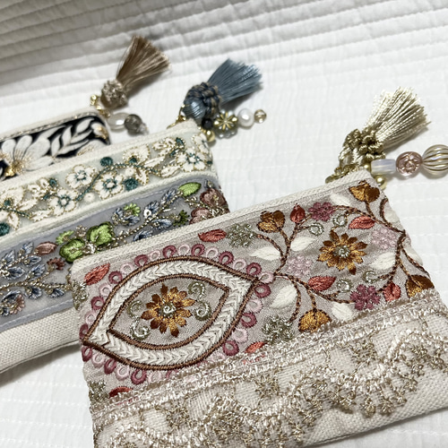 インド刺繍リボンのミニポーチ ポーチ ミシェルプティ 通販