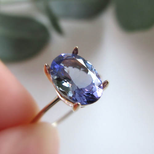 K10【12月の誕生石】美粒8×6mm「バイカラータンザナイト」リング 指輪 