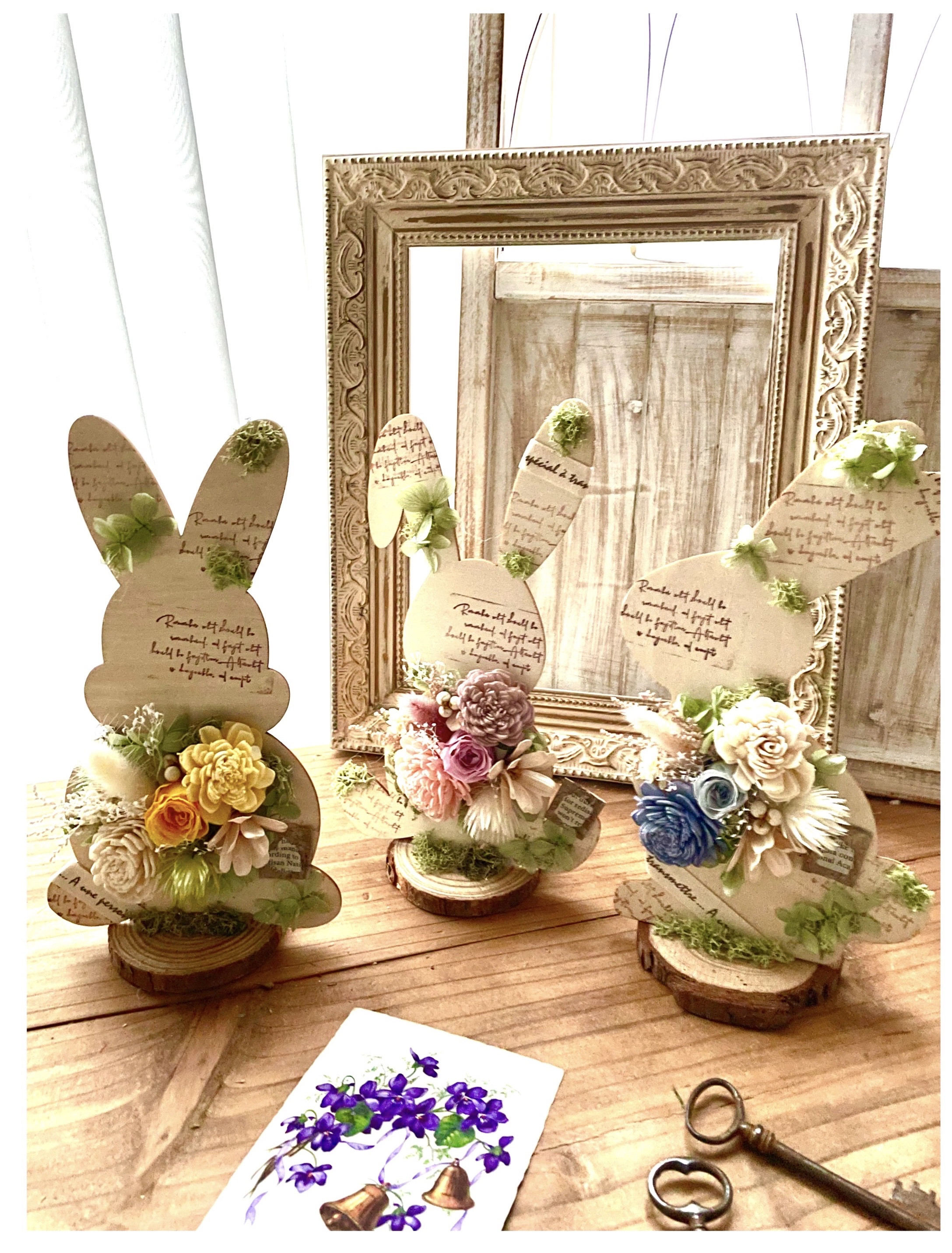 [ROSEONLY] プリザーブドフラワー　ラビット＆ローズ　ウサギ＆バラ