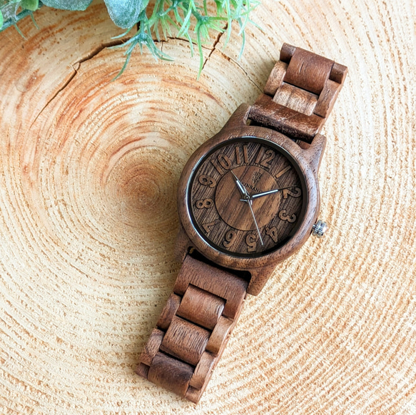 【木製腕時計】EINBAND Himmel Walnut クルミ 木の時計 腕時計 天然木【40mm】 3枚目の画像