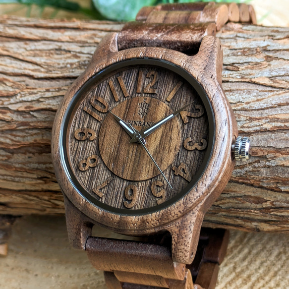 【木製腕時計】EINBAND Himmel Walnut クルミ 木の時計 腕時計 天然木【40mm】 1枚目の画像