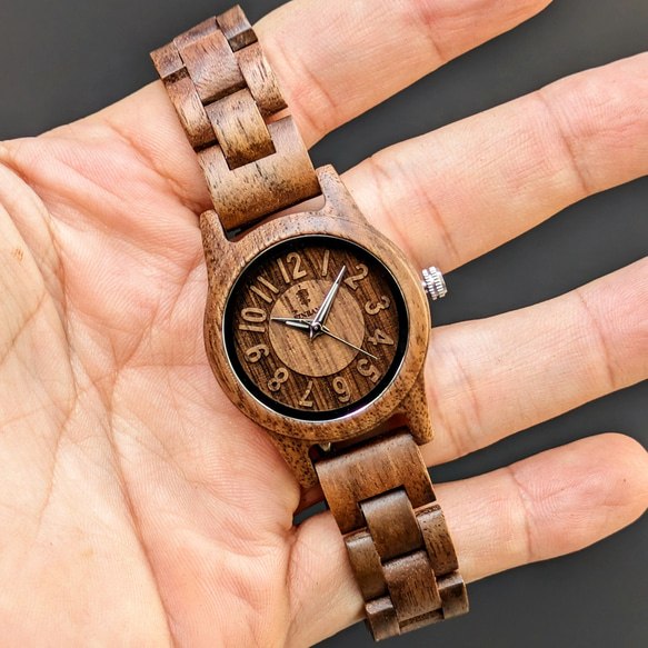 【木製腕時計】EINBAND Himmel Walnut クルミ 木の時計 腕時計 天然木【32mm】 5枚目の画像