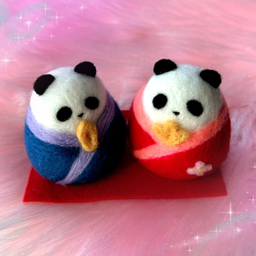 ふわぱん雛人形♡ひなぱん♡羊毛フェルトのふわふわパンダふわ