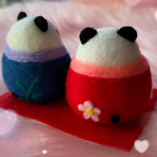 ハンドメイド ひな祭り 羊毛フェルト くまの3段ひな人形 - メルカリ