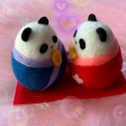 ふわぱん雛人形♡ひなぱん♡羊毛フェルトのふわふわパンダふわぱん