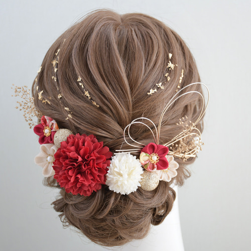 着物 袴 水引き つまみ細工 成人式用髪飾り 卒業式 前撮り レトロ