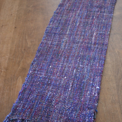 手紡ぎのマフラー（紫mix・平織） 4枚目の画像